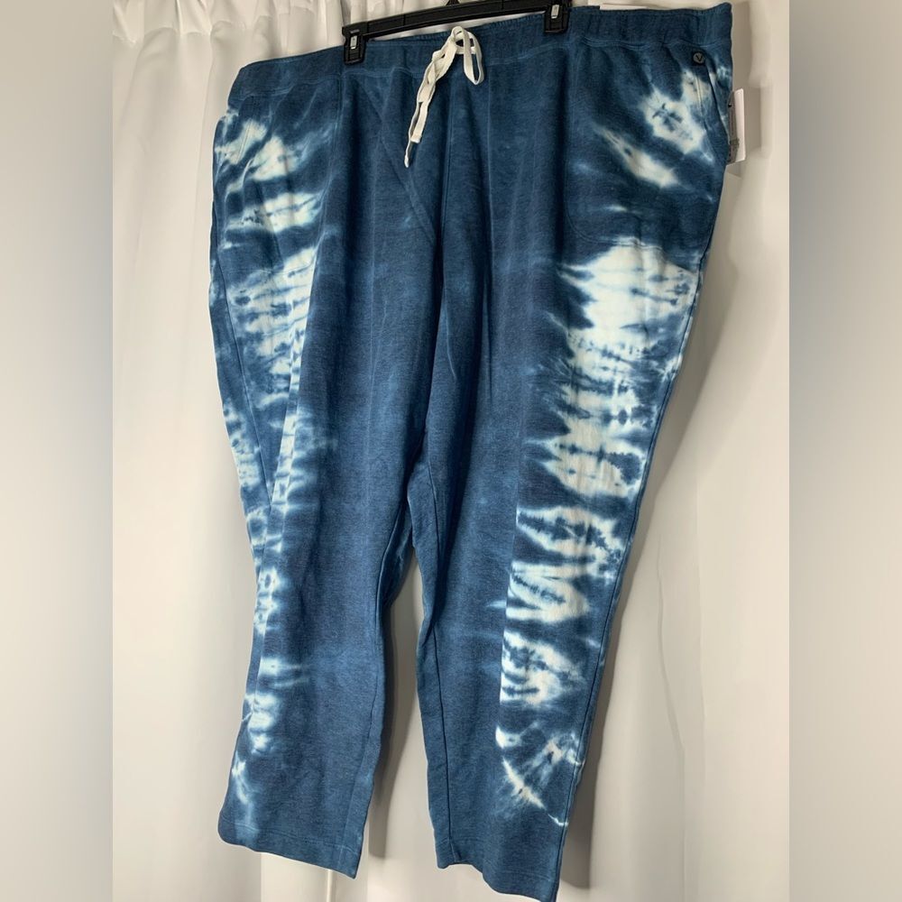 Lane Bryant Livi Sweatpants Jogger Capri Drawstring Blue Tie Dye Plus Size 30 32